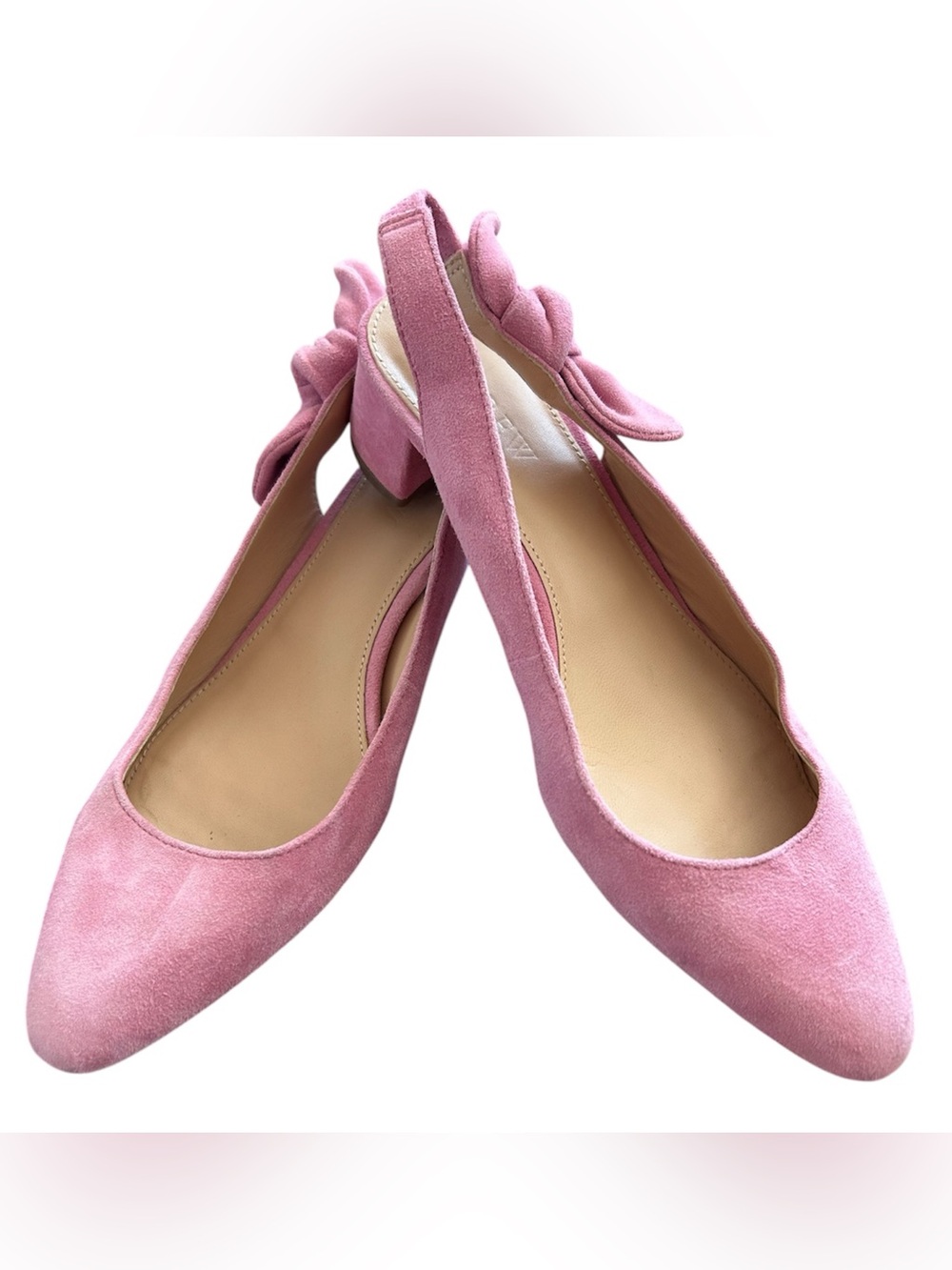 J. Crew | Women’s Pink ‘Dusty Begonia’ Suede Slingback Bow Block Heels Size 7